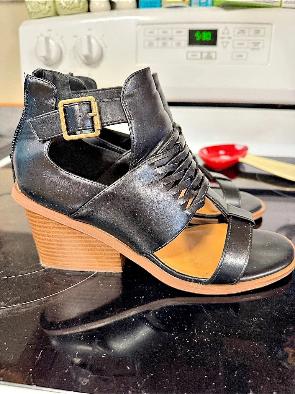 Black Wedge Sandals